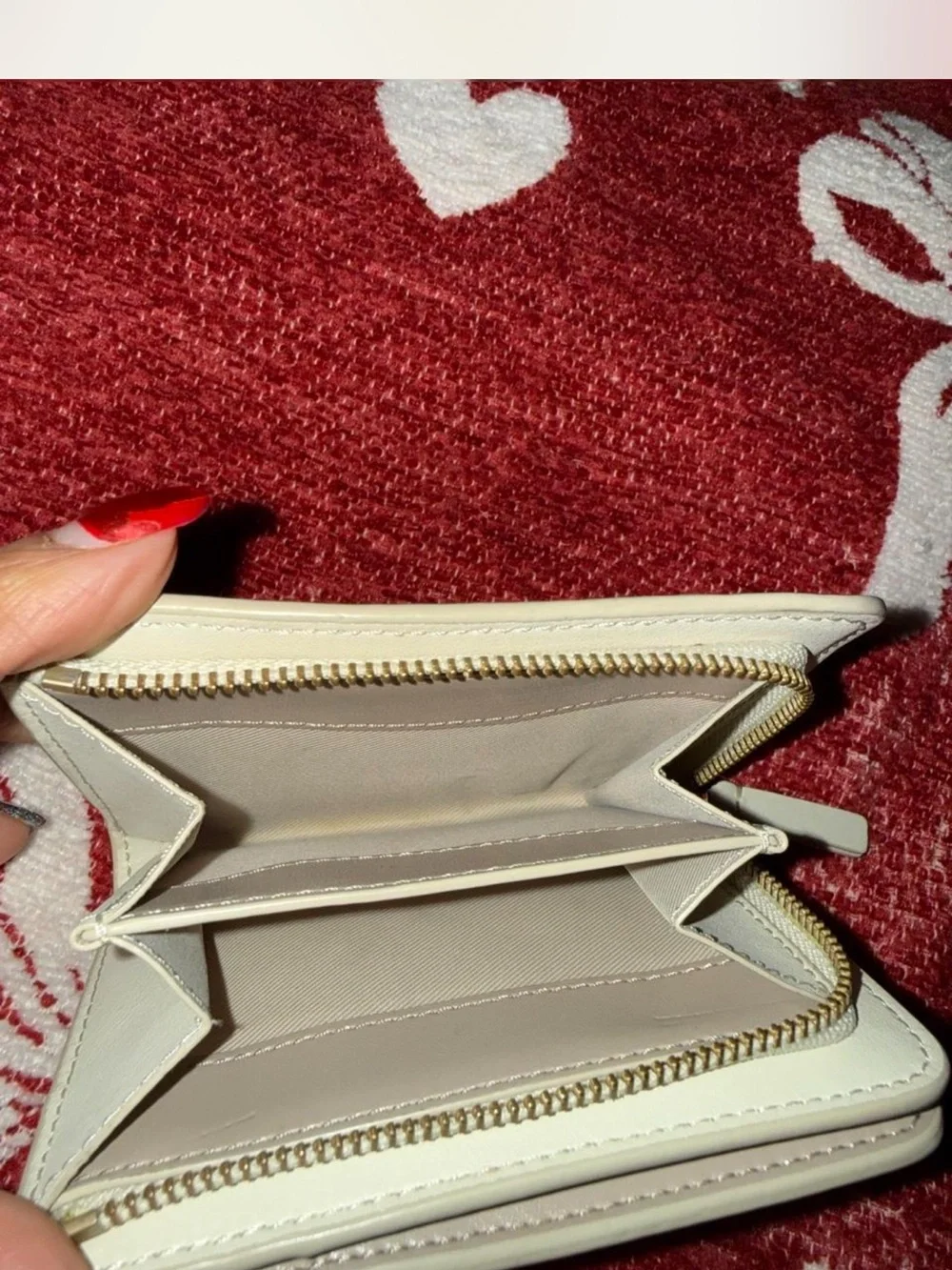 Authentic Marc Jacobs White Compact Zip Wallet with Gold Logo